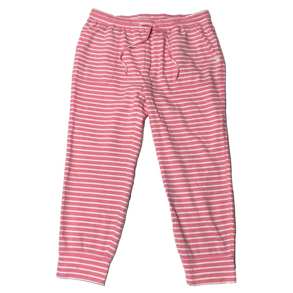 Vineyard Vines Joggers Womens L Pink Striped Sweatpants High Rise Jersey Knit